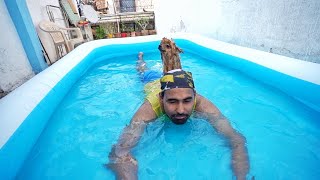 Teaching My Puppy How To Swim 😱 - *EPIC REACTION*