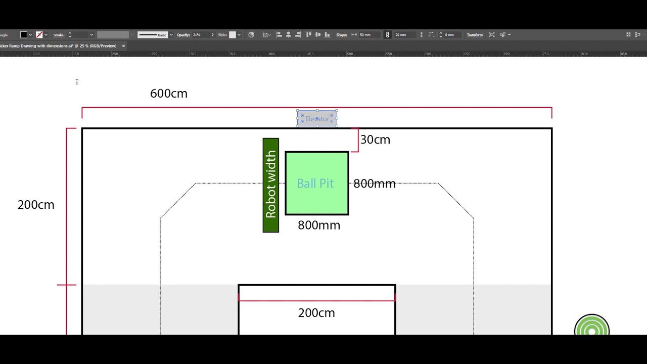 Custom U-Ramp Technical Drawing Time-Lapse for use with Belrobotics Ballpicker 1250