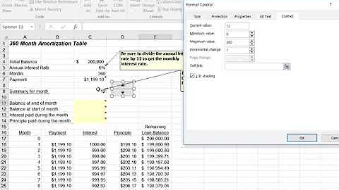 Amortization Table with Spinner and Vlookup