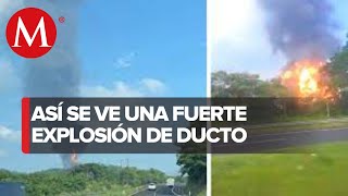 Explota un ducto de PEMEX en Agua Dulce, Veracruz