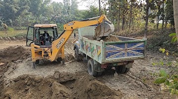 NEW JCB Backhoes Loading Soil in Dump Truck - Dump Truck Carrying Soil - JCB Tractor Video