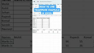 How to use Transpose Formula in Excel # excel tips #excel tutorials # excel learning # excel
