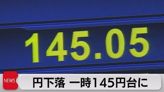 円下落　一時145円台に（2023年8月14日）