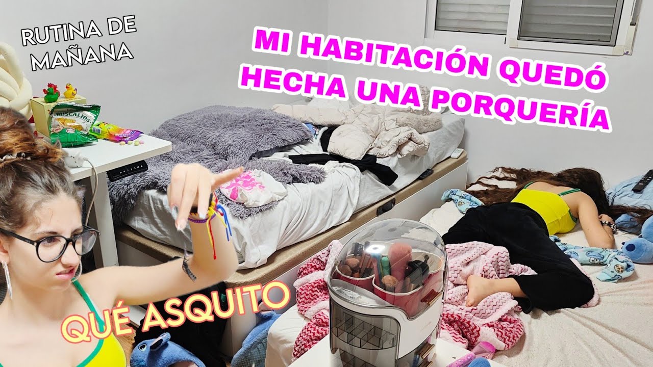 Recogiendo mi habitación después de una larga noche de pijamas con mis amigas