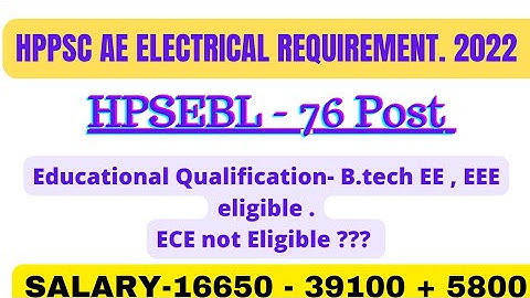 HPPSC  AE  ELECTRICAL REQUIREMENT 2022 || POST - 76 || EDUCATIONAL QUALIFICATION || SALARY || #hppsc
