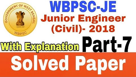 wbpsc junior engineer civil previous year question papers I Part-7 I (Hindi)