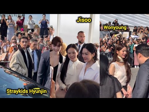 Straykids Hyunjin, Wonyoung, LINGORM with JISOO At Dior SS27 Show For PARIS  FASHION WEEK