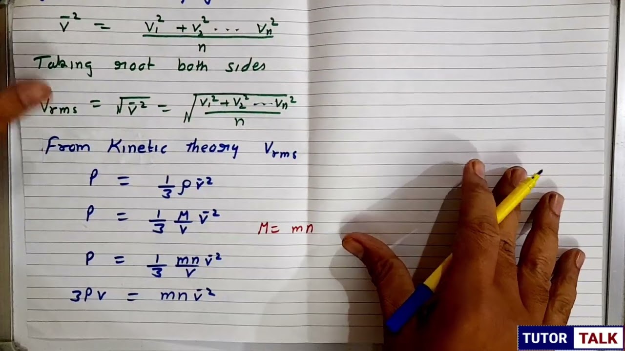 Derivation of Root Mean Square Velocity |  Kinetic Theory of gases | class 11 physics