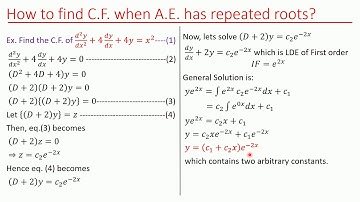 Linear Differential Equations - Complementary Function for Repeated Roots