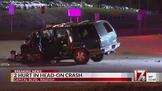2 injured in head-on Raleigh crash on Capital Blvd.