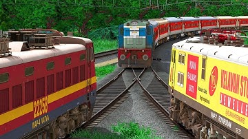 THREE TRAINS CROSSING IN SAME TRAIN RAIL TRACK | BUMPY RAILROAD | RAILWORKS SIMULATOR | NTG GAMING