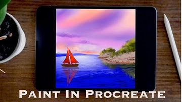 How to Draw Island, Ocean and boat in Procreate iPad Tutorial| Paint with Basic Brushes |The Pro Art