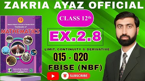 Class 12 Math | Exercise 2.8 | Q15-Q20 | Derivative | FBISE NBF | New Book 2025 | Sir Zakria Ayaz 