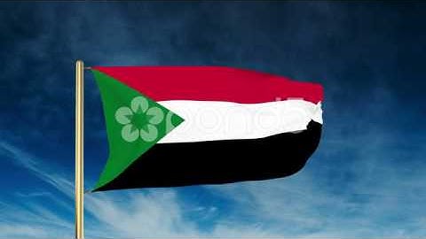 Sudan Flag Slider Style. Waving In The Wind With Cloud Background Animation