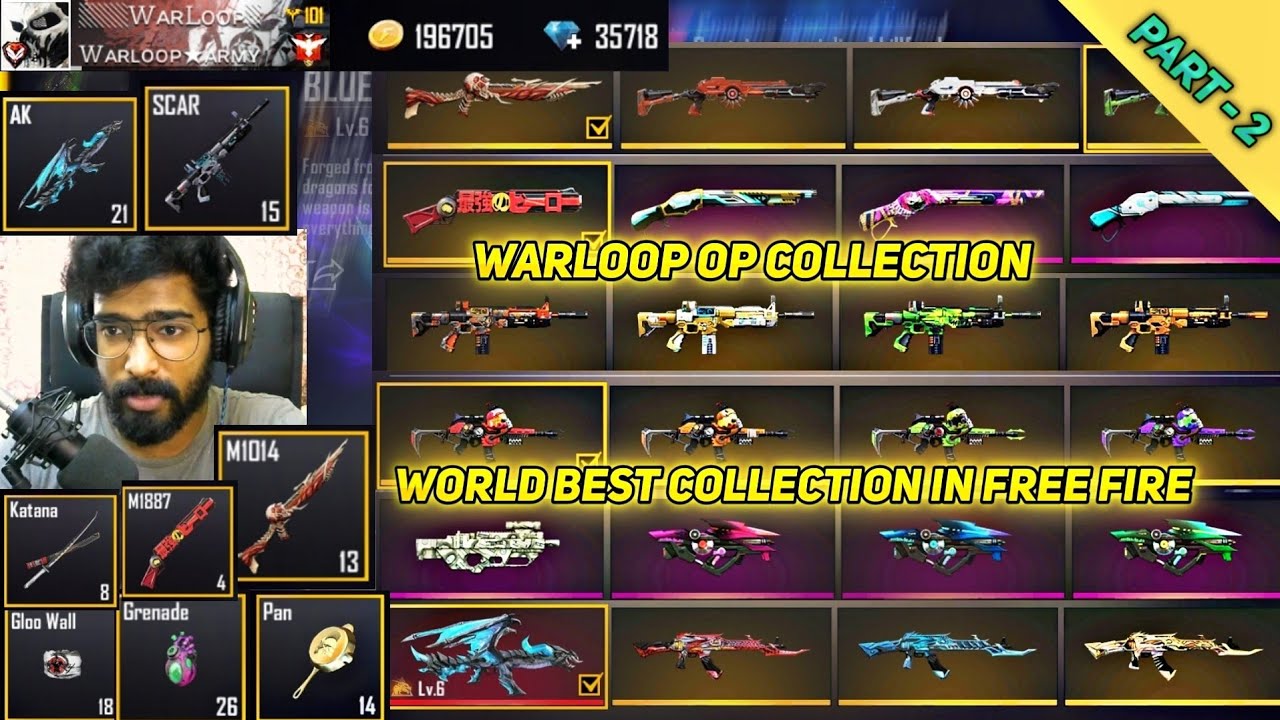 Warloop WARLOOP FREE FIRE ACCOUNT COLLECTION FULL GUN SKINS | PART -2 - YouTube