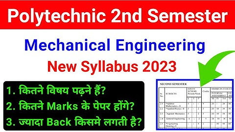 Polytechnic 2nd Semester syllabus mechanical engineering | mechanical engineering 2nd sem subjects