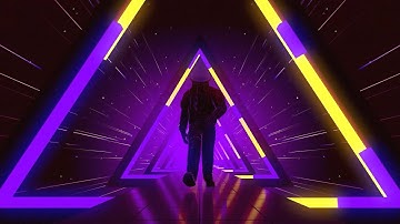 Man Walking in Space Neon Vj Loop Tunnel | No Copyright Motion Background Video