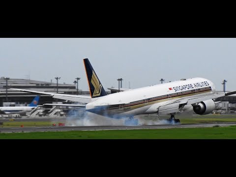 ✈✈台風21号の影響で荒れる成田空港 強風着陸 MD-11F Boeing 787 Boeing 777 Landing Narita RWY16R 成田空港