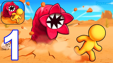 Sandworms - Gameplay Walkthrough Part 1 All Levels Stickman Escape From Sandworms (iOS, Android)