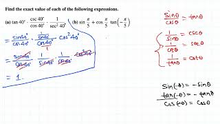 Exact value of trig expression (trig review for Calc 4/15)
