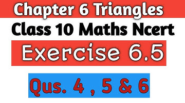 Q4 Q5 Q6 Exercise 6.5 |Chapter 6 Triangles Class 10 Maths Ncert | CBSE | Icse