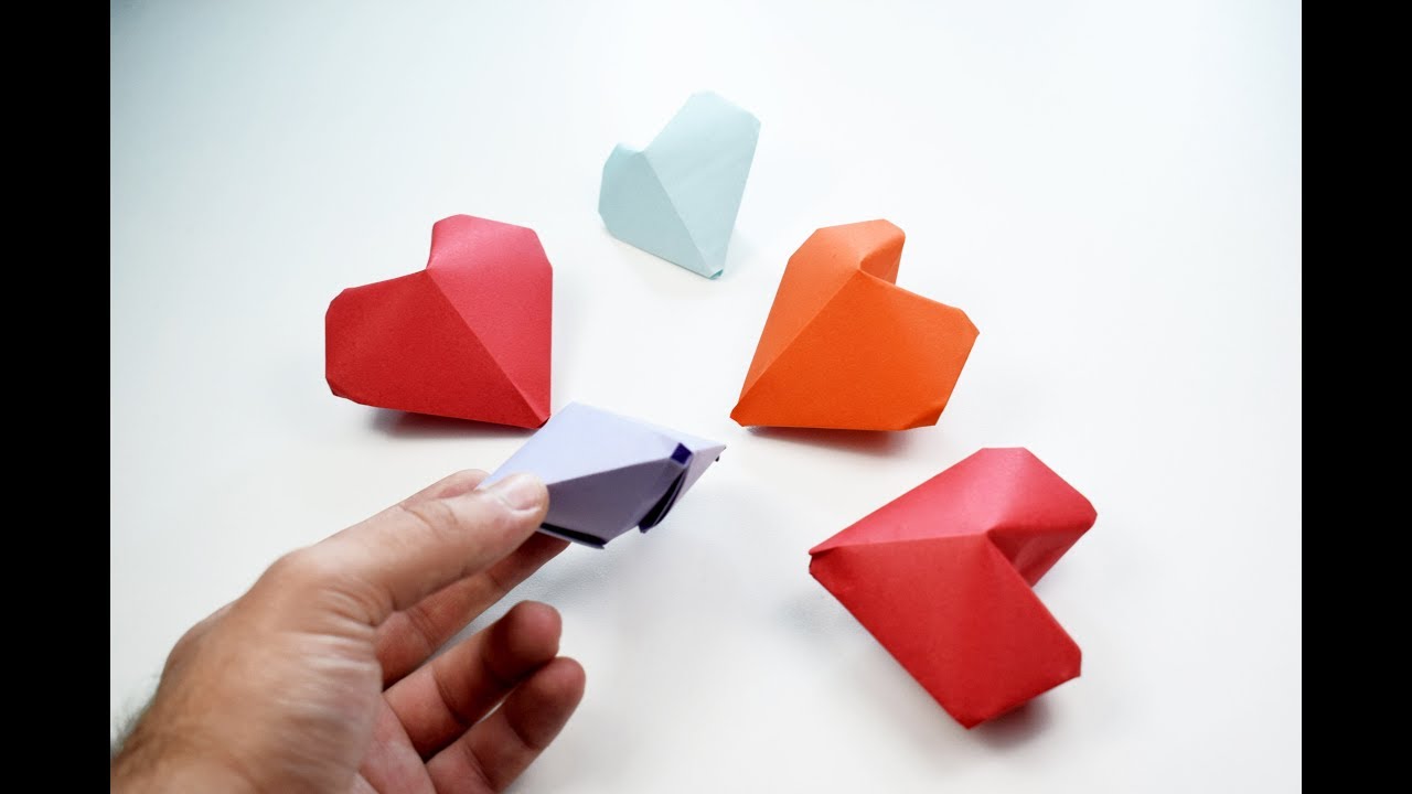 Origami Inflatable Heart 3D Paper Heart Valentine's Day YouTube