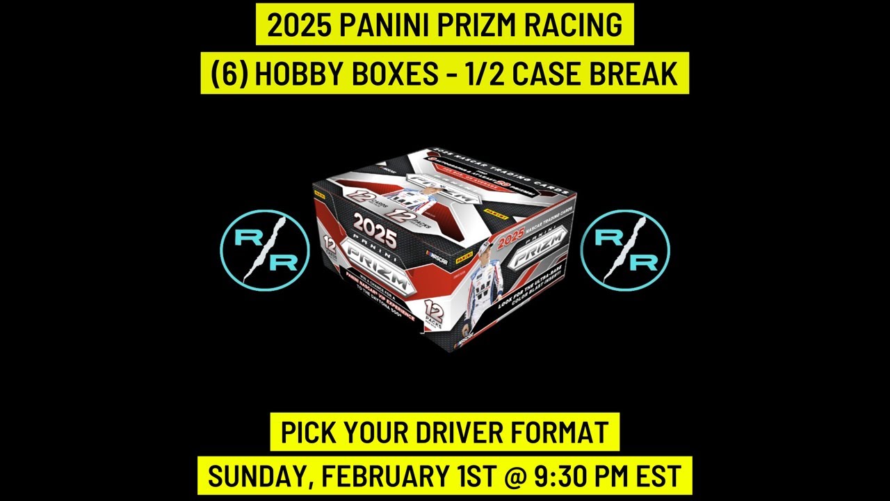 2025 Panini Prizm Racing 6 Hobby Box 1/2 Case Break Sunday 2/1 @ 9:30 PM EST