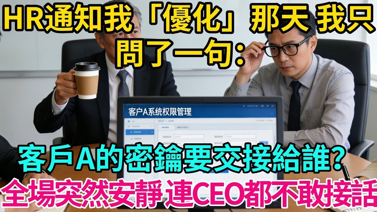 HR通知我「優化」那天，我只問了一句：「客戶A的密鑰要交接給誰？」 全場突然安靜，連CEO都不敢接話【奇譚異聞錄】