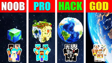 Minecraft Battle: PLANET EARTH BUILD CHALLENGE - NOOB vs PRO vs HACKER vs GOD / Animation
