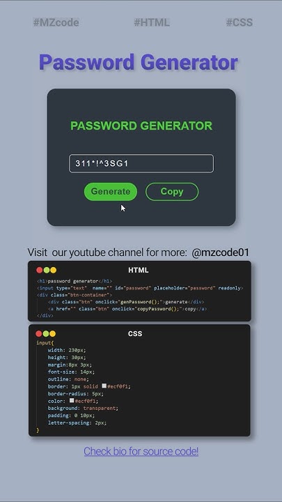 🔒 Build a Password Generator | HTML, CSS & JavaScript Tutorial ...