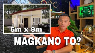 Simple House Magkano ito? 5m x 9m = 45 sqmtrs  2Bedroom Residential house."[ENG SUB]"