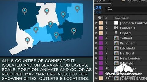 Connecticut Map Kit by SpaceStockFootage | After Effects Template | Infographic #Videohive