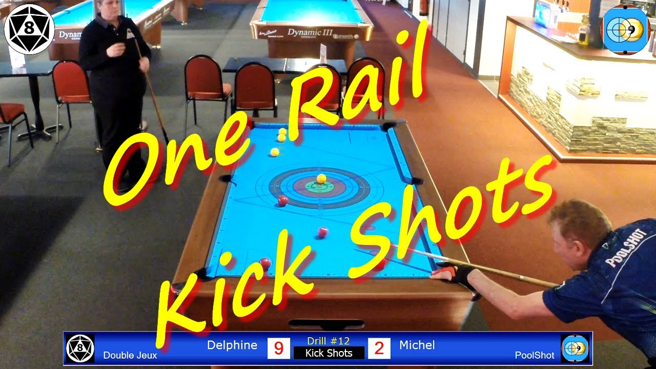 PoolShot Video System, Drill 12 One Rail Kick Shots to the target