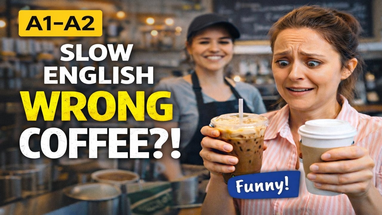 Easy English Listening Practice | Funny Coffee Shop Story ☕ (A1–A2 Slow English)