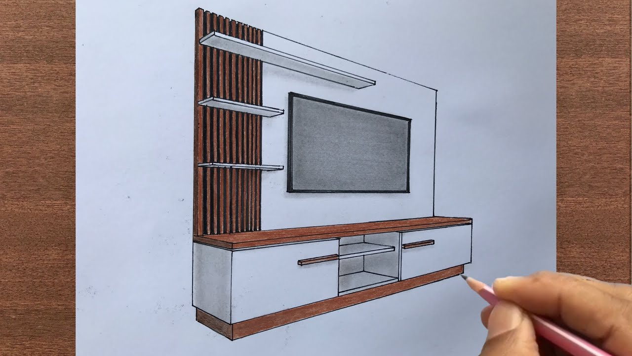 How to Draw a TV Unit in 2-Point Perspective - YouTube