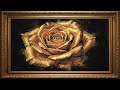 Golden Rose on Midnight Black | 4K Luxury Frame TV Art Display
