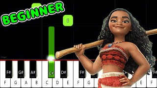 How Far I'll Go - Moana  - SLOW BEGINNER Piano Tutorial [animelovemen]