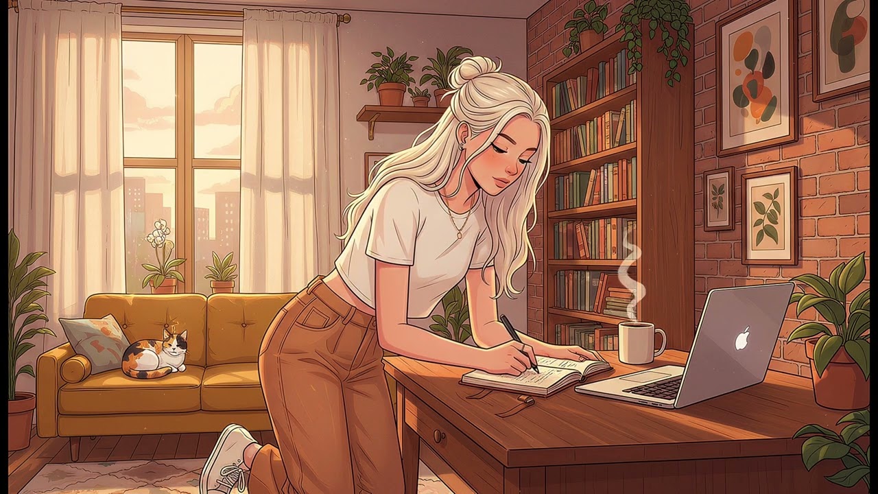 Chofi’s Cozy Study 📚✍️ | Journaling + Soft Desk Ambience (w/ Kiki 🐈)