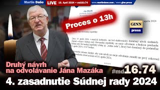 Live: 4. zasadnutie Súdnej rady - Proces a druhý návrh na odvolanie Jána Mazáka #spy #stb #md16x74