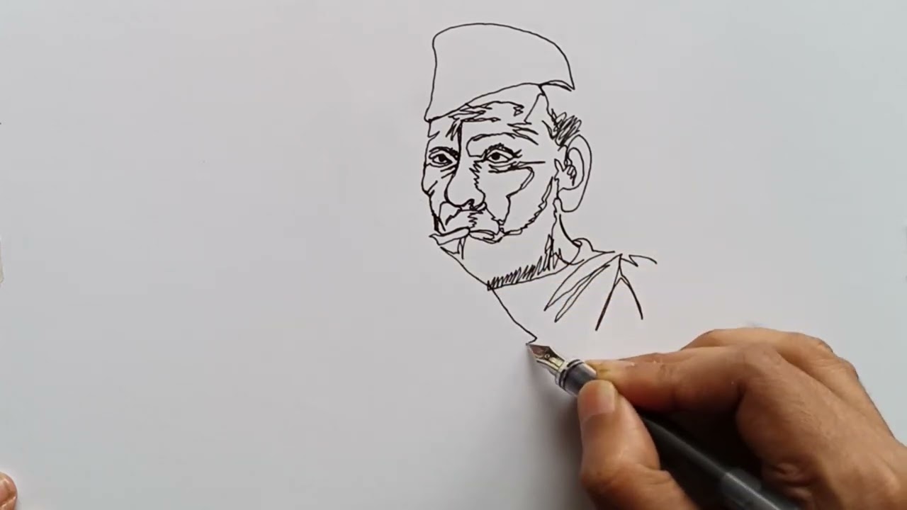 Shaan e Sehnaai Ustad Bismillah Khan  Pen art work Sketches Line art  drawings