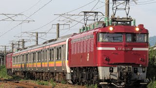 【プッシュプル】EF81-141[長岡]+E129系B18編成[新ニイ]+EF81-140[長岡]　水害被災車両輸送救援列車