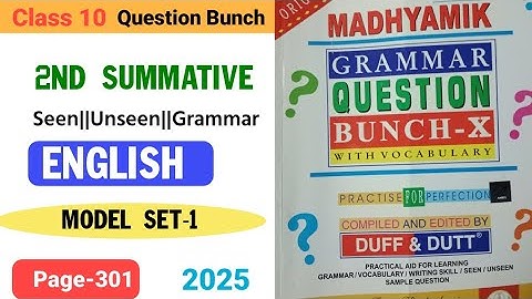 Class 10 English Duff and Dutt question bunch 2025,2nd Summative evaluation model set 1 page no 301