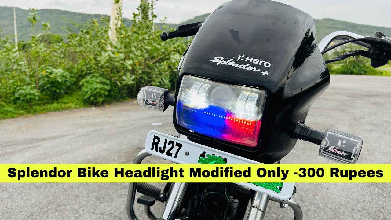 Modified Headlight Install In Splendor Bike