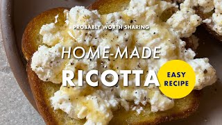 This recipe for home-made ricotta cheese only takes 20 minutes!