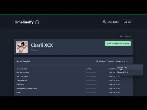 Timelineify - Create Spotify playlists of an artist's full discography