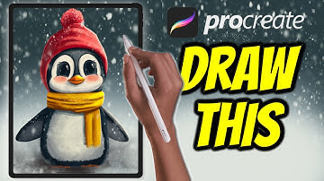 Christmas Penguin Procreate tutorial #160