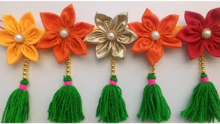 बचे हुए कपड़े से बनाए तोरण/#Doortoran/Clothes flower/Cloths flower Door Hanging/Easy toran new