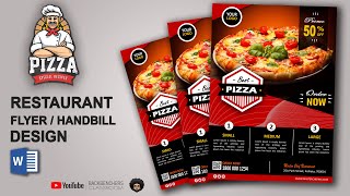 Pizza Restaurant Sales Flyer Design in Ms Word 2019 | Free Template file Download