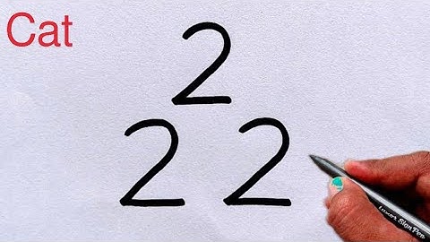 How to Draw Cat From Number 222 | Easy Cat Drawing || Animals Drawing | Number Drawing / Cat Drawing