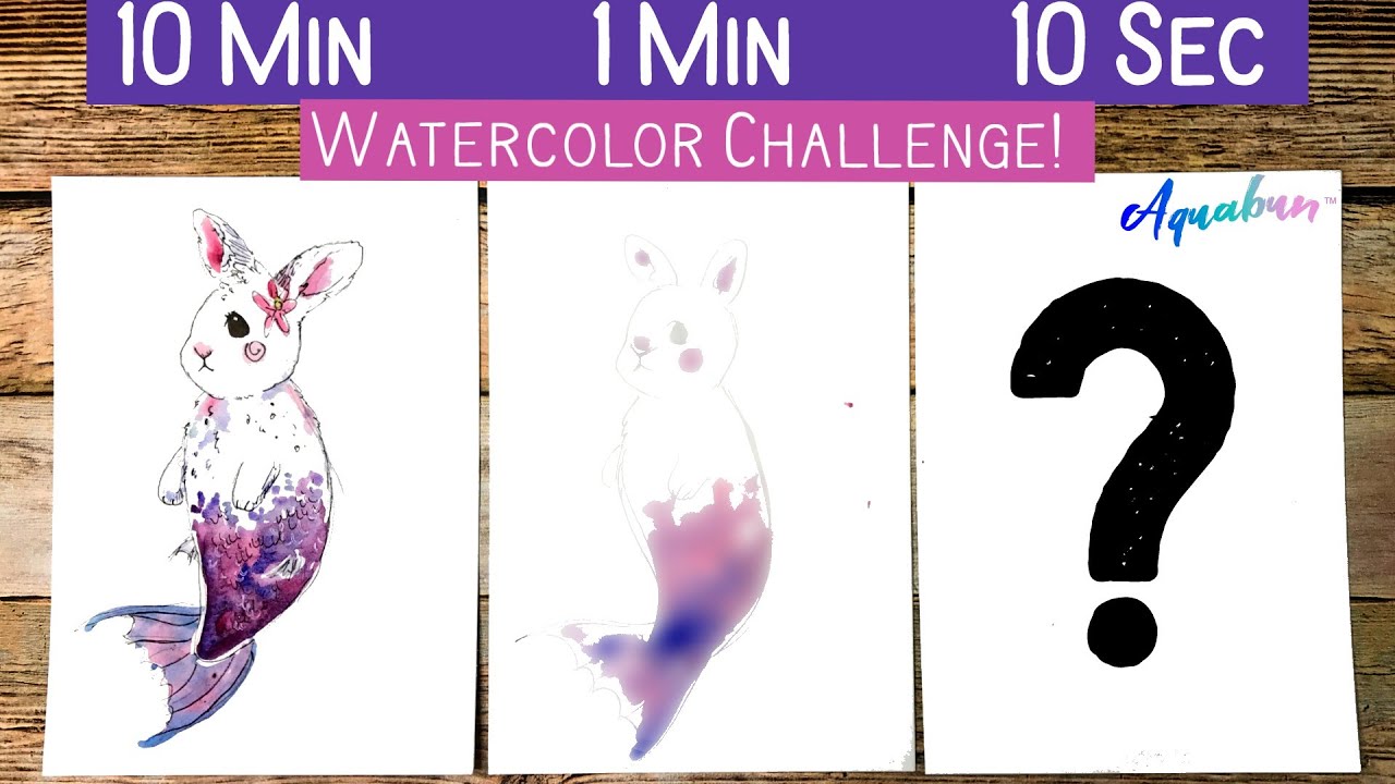 10 MINUTE / 1 MINUTE / 10 SECOND WATERCOLOR ART CHALLENGE - YouTube